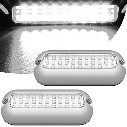 Greluma 2Pz 27LEDs Luci subacquee per barche,pontoni marini Luce di poppa per barche subacquee,Luci di coperta per barche in acciaio inossidabile IP68 impermeabili Luci da pesca a poppa a LED-Bianca