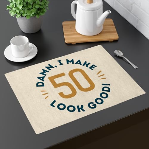 Set de table en lin de 40 x 28,5 cm chic pour célébrer 50 ans - 3