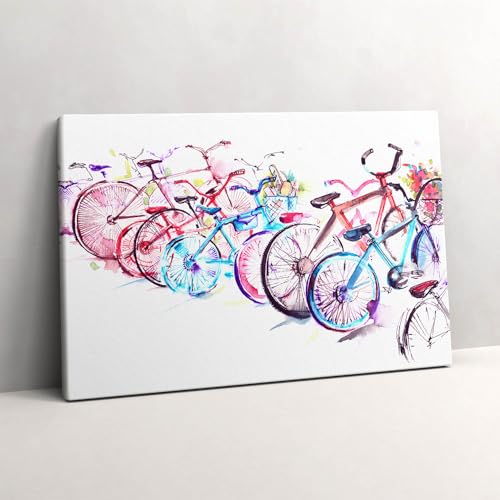 Photo sur toile vélos colorés Wallfluent pour égayer l'atmosphère de votre salon