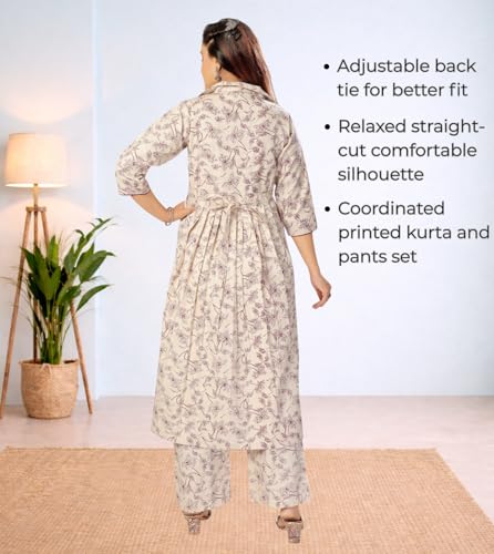 Image of Momenta Women's Pure Cotton Maternity Kurta Set | Feeding Kurti with Concealed Zippers | Maternity Dress for Pre & Post Pregnancy