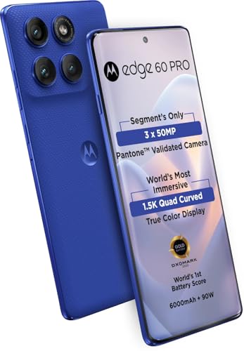 Image of MOTOROLA Edge 60 Pro 5G (Pantone Dazzling Blue, 16GB RAM, 512GB Storage) | MediaTek Dimensity 8350 Processor | 50MP + 50MP + 10MP Triple Rear Camera |50MP Front Camera |6.7-inch 1.5K Super HD+ Display