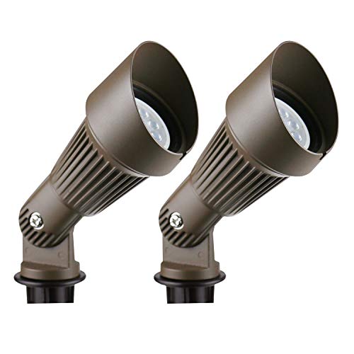 Lumina 4W Led Landscape Lights Cast-Aluminum Waterproof Outdoor Low Voltage Spotlights For Walls Trees Flags Light With Warm White 4W Mr16 Led Bulb And Abs Ground Stake (Bronze, 2 Pack) #TOP13