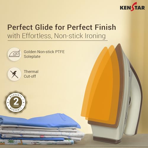 Image of Kenstar Glido 1000 W Dry Iron (Brown & Ivory)