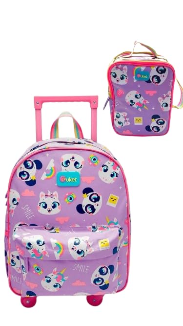 Puket - Kit Mochila de Rodinha + Lancheira Multibichos Best Friend Puket