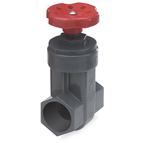 NDS GVG-1500-S ProGuard Gate Valve, 1-1/2 in, IPS Hub, SCH 80 PVC, Gray Body, Handle, 1-1/2-Inch, Red