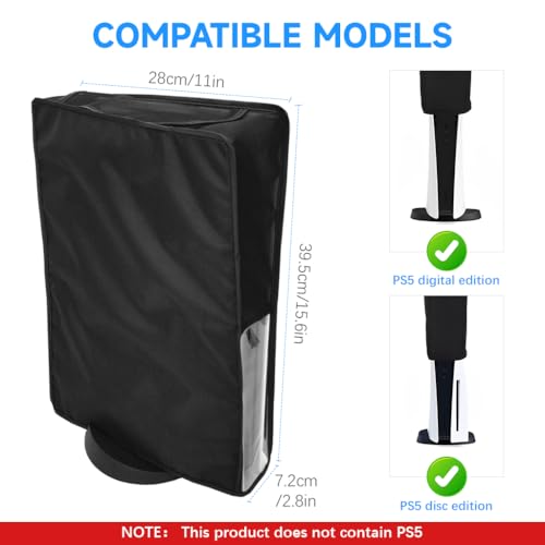 Image of ZORBES Nylon Dust Cover for Sony PS5 Console, Protective case for PlayStation 5 Console, with Top Air Vent Flap & Pre-Open Cuts for Ports, for PS5 Accessories Digital Edition&Disc Edition
