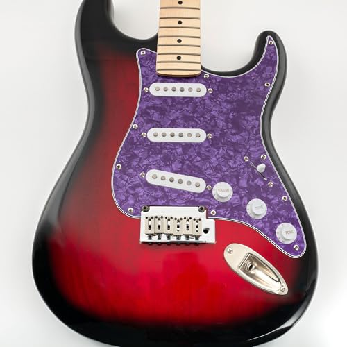 Image of Musiclily SSS 11 Hole Strat Guitar Pickguard for Fender USA /Mexican Made Standard Stratocaster Modern Style, 4Ply Purple Pearl