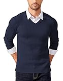 pull torsadé col chale homme Détails:Ce pull homme classique est de couleur unie,À manches longues, col en V, motif torsadé, finitions côtelées aux poignets et à la taille, facile à associer