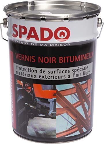 SPADO - Vernis Bitumineux Noir - Protection des Surfaces Extérieures - Imperméabilisant - Formule Anti-Rouille, Anti-Acide, Anti-Humidité - Fabrication...