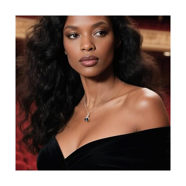 Iefil 10-11mm Tahitian Black Pearl & Freshwater Pearl Necklace - S925 Sterling Silver Pearls Necklace, Anniversary Birthday Gifts for Women Wife Girlfriend Mom - Image 3