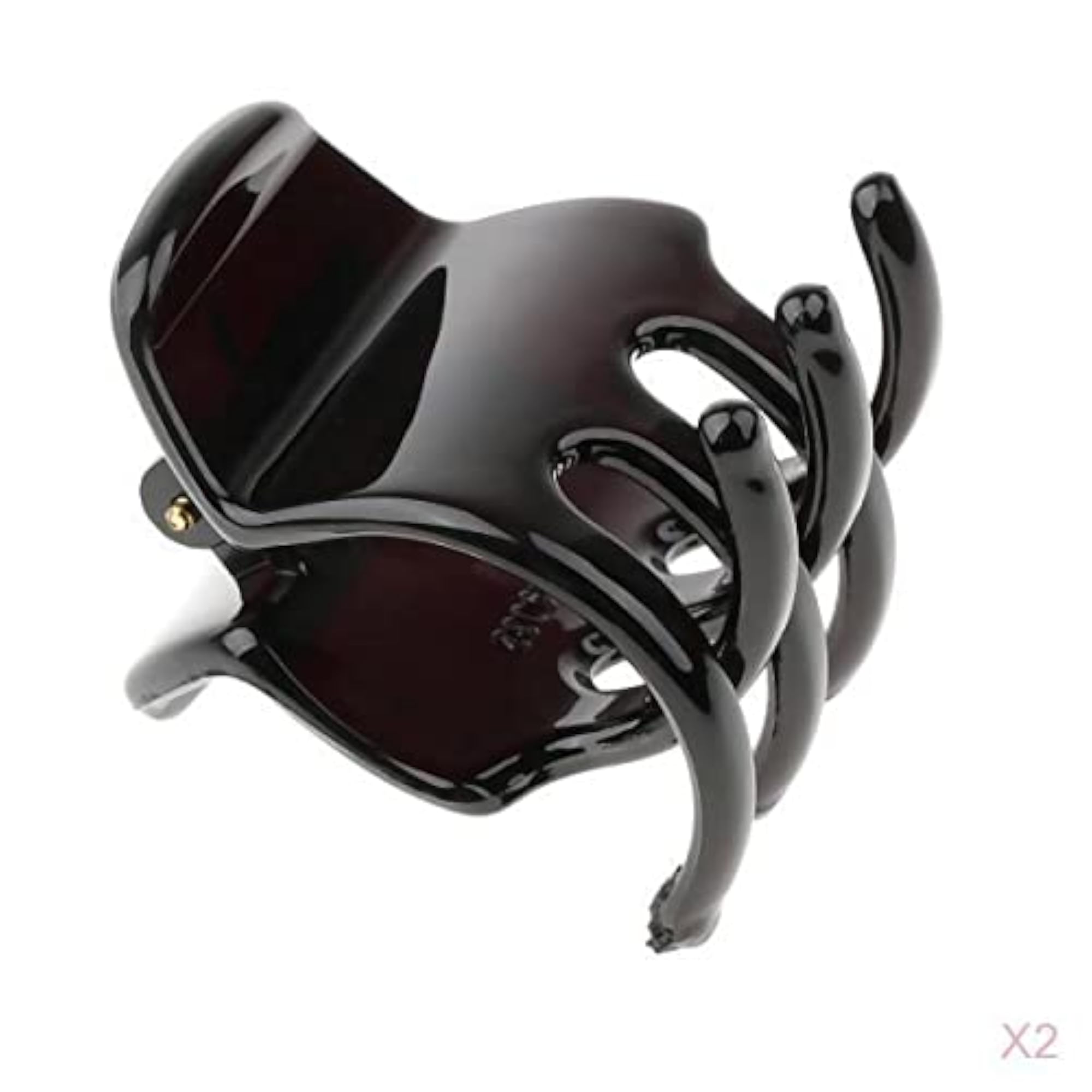 2x Ladies Hair Claw Grip Clips for Women, Black