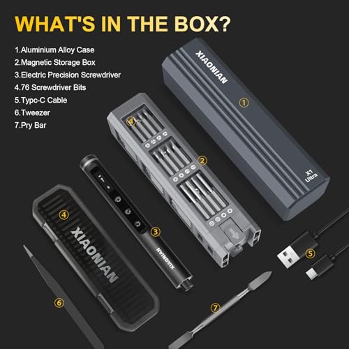 3.7V Precision Electric Screwdriver Set,76 IN 1 Mini Electric Screwdriver Cordless Set with USB Charging,5 Torque Settings Repair Tool Kit for Electronics Phone Camera Laptop Watch - image 9