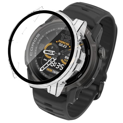 For COROS�i�J���X�jAPEX 4 46MM ��p�P�[�X�yHVUYAL�z��̌^ �����K���X �ی�J�o�[ �S�ʕی� �����K���X��� 9H�ی�t�B����+PC�J�o�[ �����ȒP �ϏՌ� �����ߗ� �w��h�~ (�N���A)