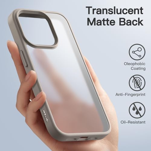 Image of JETech Matte Cover Case for iPhone 15 Pro 6.1-Inch, Shockproof Military Grade Drop Protection, Frosted Translucent Back Phone Cover, Anti-Fingerprint (Natural Titanium)