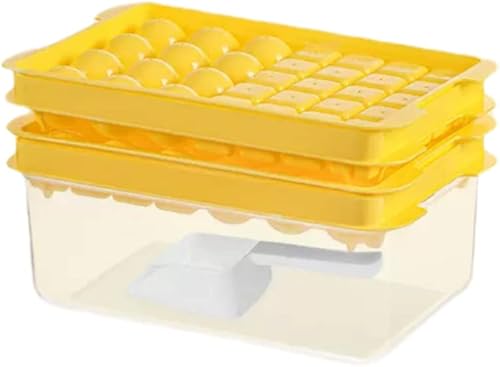 Bandeja redonda y cuadrada para cubitos de hielo, molde para hacer bolas de hielo para congelador con contenedor, bandeja circular para cubitos de