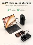 Banque d'électricité 30000mAh Câble intégré de chargeur portable, 22.5W USB-C Chargeur de téléphone portable rapide, 5 Produits 2 Entrées avec LED Affichage, Voyage Camping Banque de puissance essentielle pour iPhone Android