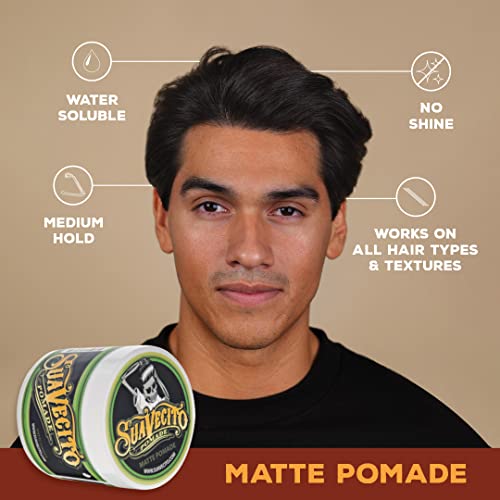 Suavecito Pomade Matte (Shine-Free) Formula 5 Oz, 1 Pack - Medium Hold Hair Pomade For Men - Low Shine Matte Hair Paste For Natural Texture Hairstyles #TOP4