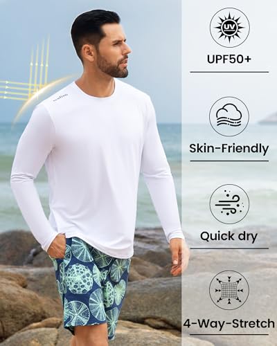 Angel season Men's Rash Guard Shirts UPF 50+ Long Sleeve Swim Shirts Quick Dry UV Sun Protection Lightweight4