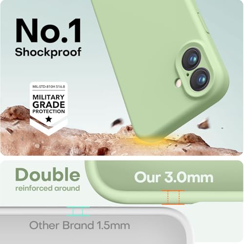 Image of LOVE 3000 Designed for iPhone 16 Case, Premium Silicone with [Soft Anti-Scratch Microfiber Lining] Shockproof Protective Phone Case for Men Women Girls 6.1 inch, Matcha