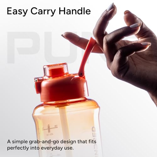 Image of Hundred Pune 1 Litre Water Bottle | 1000ml / 34oz | BPA Free | One Key Open Safety Lock | Spill and Leak Proof Sports, Travel, Gym Bottle (Orange /Green)
