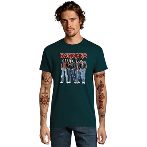 Camiseta de los-Ramones, Banda de Punk Rock, Unisex (FR/ES, Letras, L, Regular, Regular, Verde Petróleo)