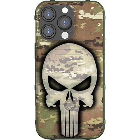 EGO Tactical Rugged Shield Case for iPhone 16 Pro Max [6.9" Screen] in The USA - Ghost Punisher on US Military OCP Camouflage Cover