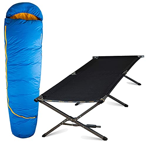 Hot Deals iClimb 1 Oversize Cot and 1 3M Thinsulate Sleeping Bag Bundle for Solo Camping
