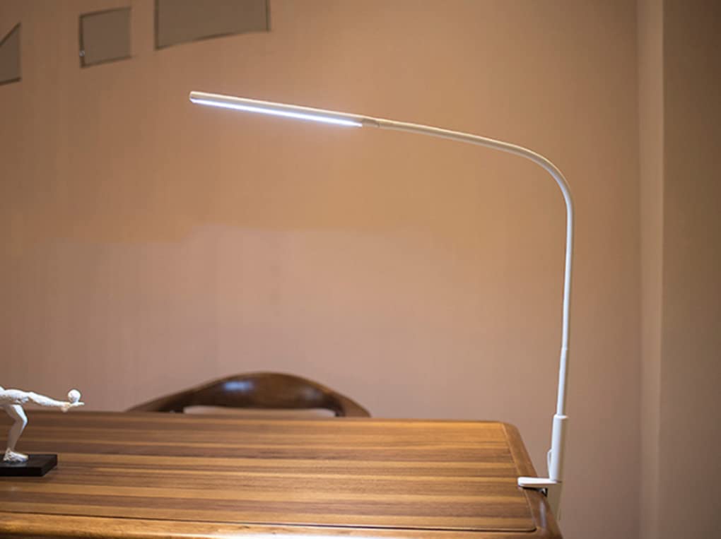LED Leselampe 10W Schreibtischlampe Klemmlampe Flexibles Klemmlicht 3 Farb & 10 Helligkeitsstufen USB Schwanenhals Klemmleuchte für Schlafzimmer Augenpflege Büro Tischlampe,Weiß