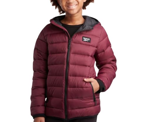Reebok Boys Winter Coat - Lightweight Insulated Puffer Jacket - Wind & Water Resistant Quilted Hooded Winter Jacket for Boys