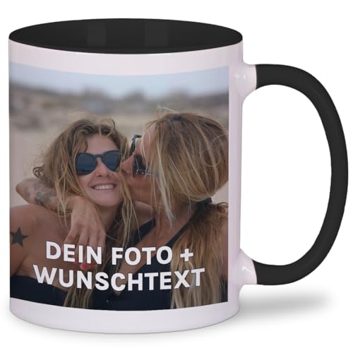 Personalisierte Tasse | personalisiert mit Foto oder Text | Tasse mit Bild | Geschenkidee | Fototasse | Bürotasse oder für Zuhause | Spülmaschinenfest | Schwarz