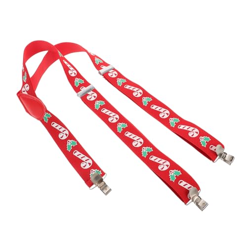 Ipetboom Men's Holiday Suspenders Christmas Men Suspenders with Christmas Tree Pattern Adjustable for Comfort