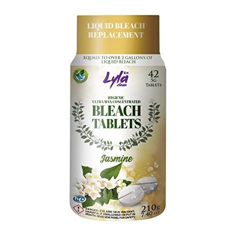 Lyla 3X Clean Ultra Max Concentrated Water Activated Bleach Tablets for Laundry and Cleaning. 42 Tablets 7.4 OZ Phosphate Free Replaces Liquid Bleach (Jasmine) Cover