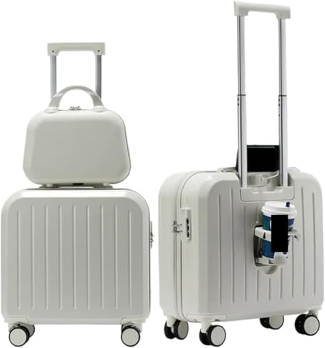 Hard Shell Suitcase with Cup Holder Carry-On 18/20-Inch Luggage Portable Travel Spinner Trolley Case for Cabin3