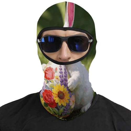 Balaclava Floral Bunny para Hombres y Mujeres, Máscara de Esquí Antiviento Cálida, Gargantilla de Cubierta Total para el Cuello, Mascarilla Facial Completa para Motocicleta, Bufanda para Invierno al Aire Libre miniatura 3