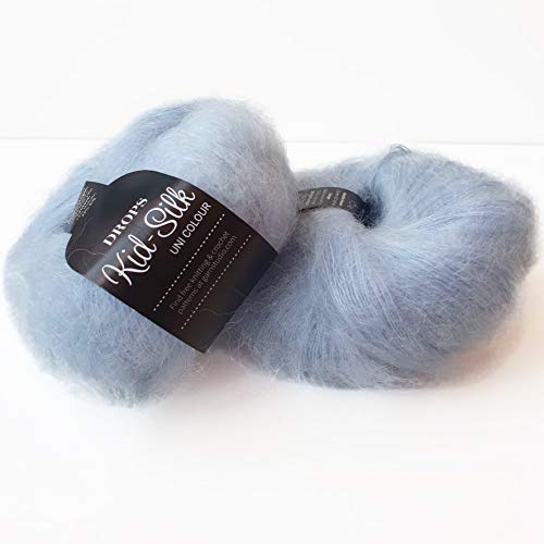 Pelote de laine en mohair et soie pour enfants, 0 ou dentelle, 2 plis, 25,5 g, 200 m par pelote (07 bleu ciel clair)