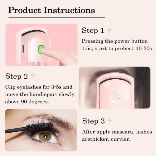 Heated Eyelash Curler, Electric Eyelash Curlers -Rechargeable Lash Curler With Eyelash Comb, Long-Lasting Eye Lashes Curlers, Quick Natural Curling Lash Lift Kit For Women Girls Makeup #TOP5