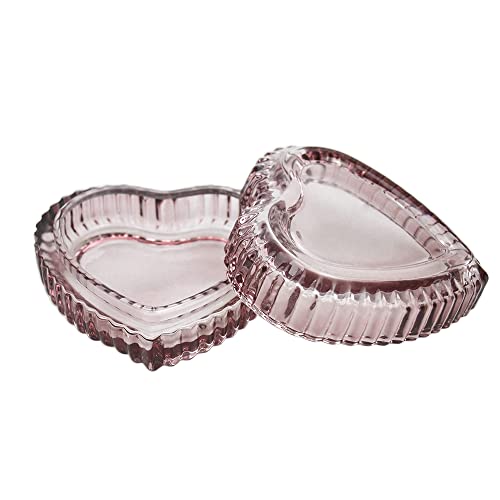 Gaolinci Caja de almacenamiento de cristal en forma de corazón, caja de joyería en relieve, caja de dulces con tapa, corta