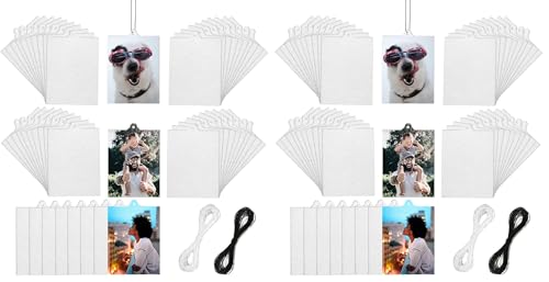 Image of 50 Pcs Sublimation Car Air Freshener Blanks, Car Hanging Accessories, Diy Accessories Crafts White Sheets with Elastic Strings (Pack of 2)