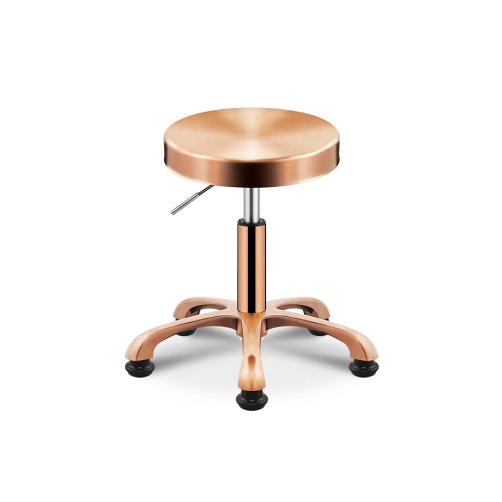 GTHTUHFD Stainless Steel Beauty Stool Barber Shop Hairdressing Stool Does Not Stick Pulley Stool Rotating Lift Chair,Pink B