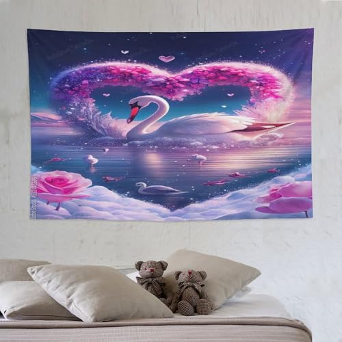 Tapisserie cygne PAZZK en polyester tissu mural de décoration 150x230cm