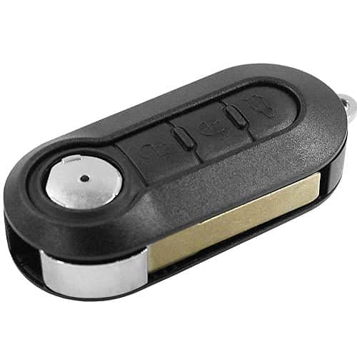 Carcasa de repuesto para llave de coche de 3 botones | Carcasa para llave de mando de coche | Compatible con Fiat y Otros modelos | Con zócalo de pila | Maletero, abrir y cerrar | Negro - imagen 1