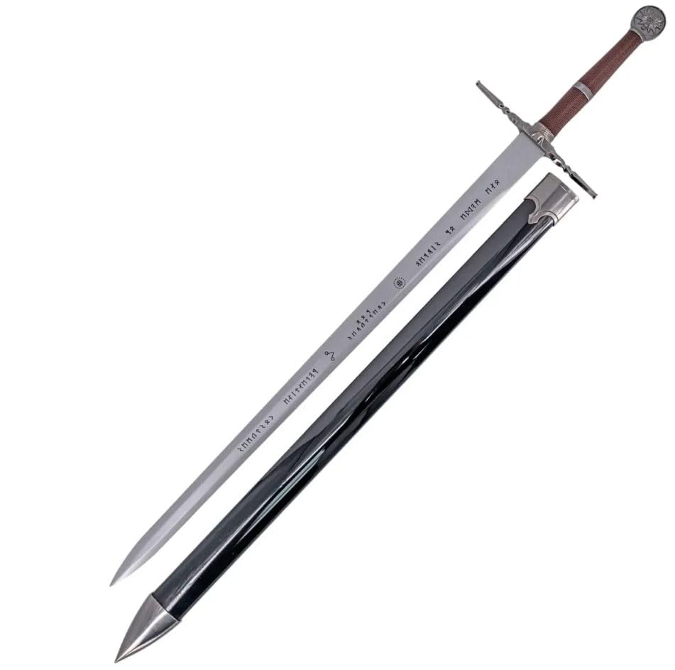 AMONT | Espada en Color Acero de Geralt de Rivia Decorativa El Brujo | Réplica No Oficial Sin Filo de Bambú para Exhibición Coleccionista | EYM