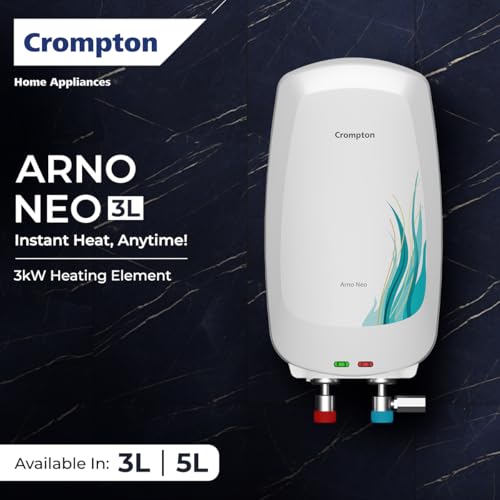 Image of Crompton Arno Neo 3 Litres instant water heater (Geyser) with 3 Level Advance Safety and Food grade technology|Rust proof Body | 5 years tank warranty | 2 years element warranty