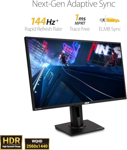 Image of ASUS TUF Gaming 27 inch 2K HDR Monitor - QHD (2560 x 1440), 165Hz, 1ms, Extreme Low Motion Blur, Speaker, G-SYNC Compatible, DisplayPort & 2 x HDMI, Height /Tilt /Pivot /Swivel, VESA, Black