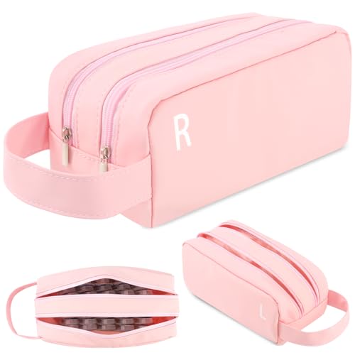 RZCOMP Daily Contact Lens Organizer Case Portable Contact Lens Storage Case Travel Contact Lens Storage Case with Clearly Labeled R & L Storage up to 100 Lenses (Pink)