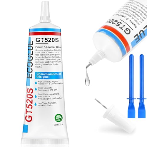 Pooliifeo GT-520S Fabric Glue, 60Ml Clear Fabric Glue Permanent Washable For Patches Drying Waterproof Fabric Adhesive Glue cover