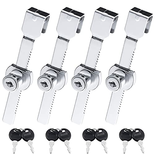 4 Pièces Terrarium Vitrine Coulissante en Verre Serrure de Porte, Verrous de Porte Coulissante en Verre, Serrures à Came, Boite aux Lettres Tiroir Placard Serrure ,Alliage de Zinc (avec 8 clés )