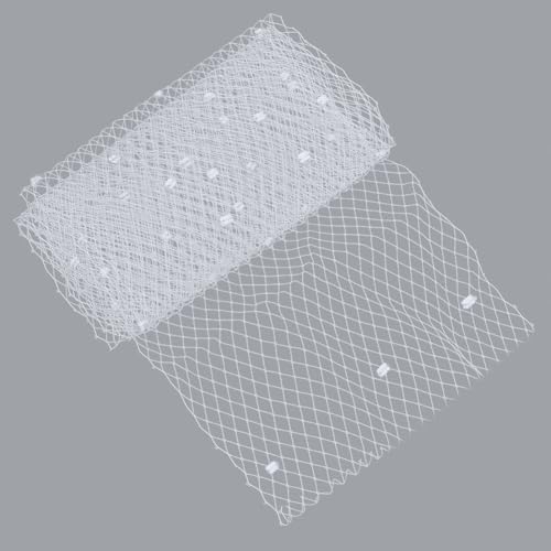 Voile en maille blanche 1,82 m orné de petite boule pour accessoire femme