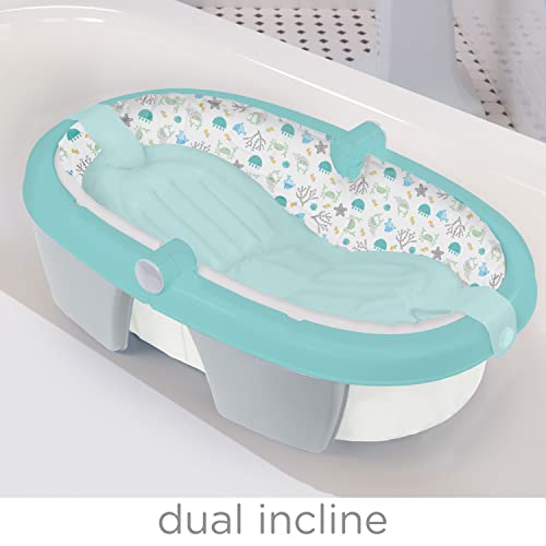 Summer® Foldaway Baby Bath (Under The Sea) - Convenient Baby Bathtub That Folds Compactly For Easy Storage And Travel - Inflatable Base For Extra Support - Durable Infant Tub #TOP3
