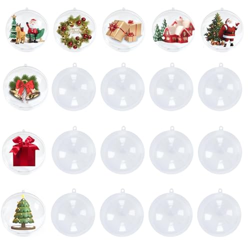 Fairblo 20 Stück Weihnachtskugeln 8cm Acrylkugeln zum Befüllen...